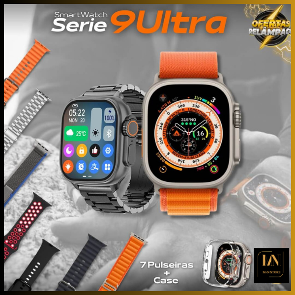SmartWatch Serie 9 Ultra + Kit com 7 Pulseiras (BRINDE!) + Case de Proteção (BRINDE!) - MEGA OFERTA