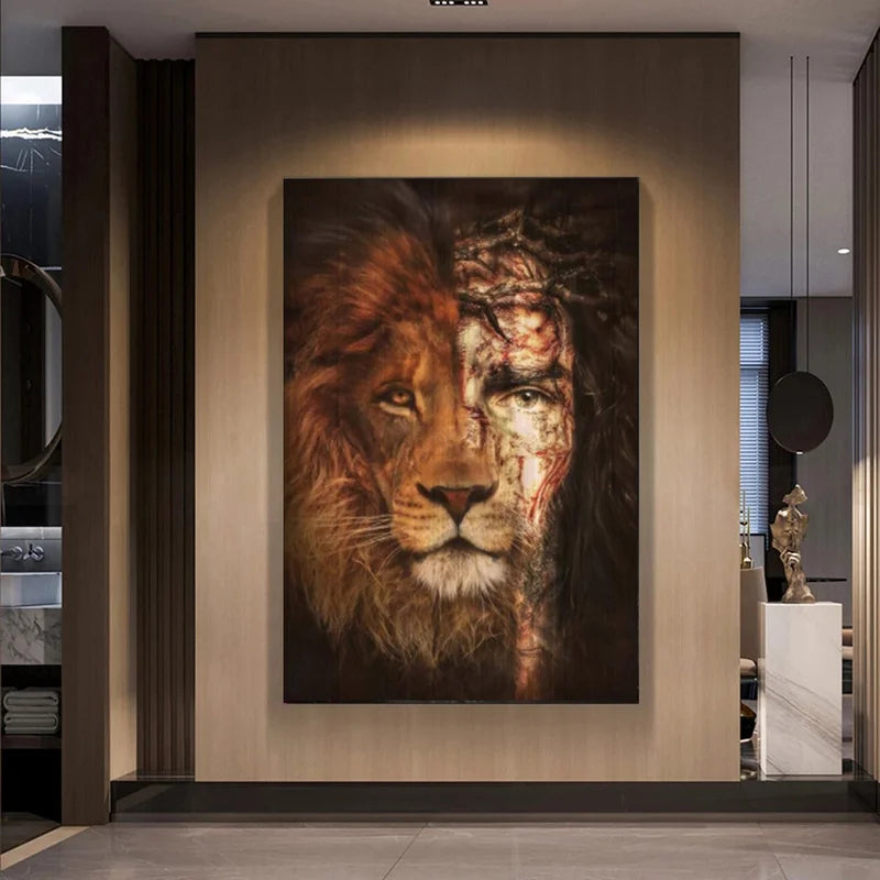 Clássico Jesus Leão de Judá Pintura em tela Abstrato Pôsteres e impressões para sala de estar Decoração de casa