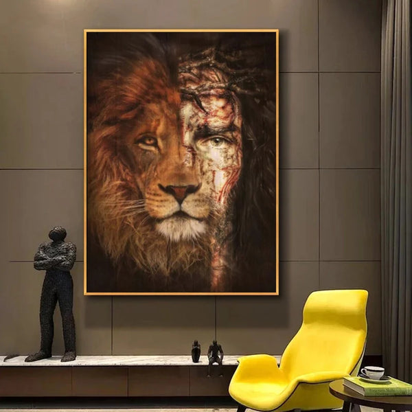 Clássico Jesus Leão de Judá Pintura em tela Abstrato Pôsteres e impressões para sala de estar Decoração de casa