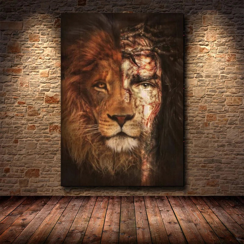Clássico Jesus Leão de Judá Pintura em tela Abstrato Pôsteres e impressões para sala de estar Decoração de casa